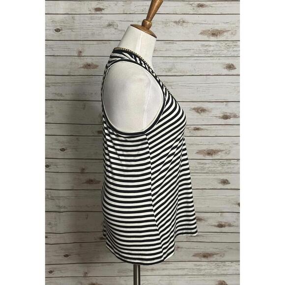 Vintage Cache black/white striped w/ gold chain detail racerback tank top Size M - Picture 4 of 7